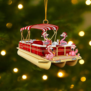 Flamingo Pontoon Christmas Acrylic Ornament Personalized Gifts For Family 02ohtn180825