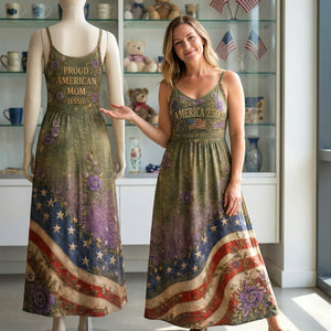 Proud American Mom - Celebrated America 250th Anniversary Suspender Maxi Dress - Personalized Gifts For Moms 04toqn070426