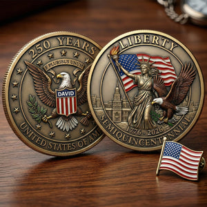 250 Years Of Liberty Commemorative Metal Coin - Personalized Anniversary Gift 02TYTN070426