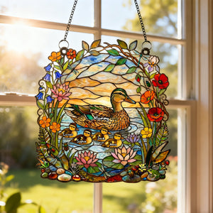 Ducky Mom Suncatcher Ornament - Personalized Gifts For Mom 04TYTN260226