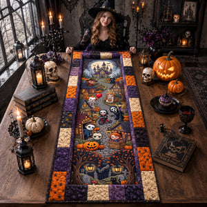 Creepy Halloween Quilted Table Runner - Personalized Gifts For Halloween 03palu130826