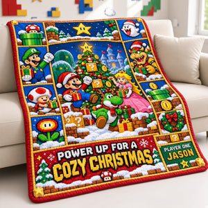 Pixel Adventure Christmas Blanket - Personalized Gifts For Game Lovers 04HALU061026