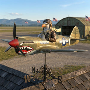 Vintage Fighter Pilot Metal Weather Vane Personalized Aviator Gifts 02NADT030626