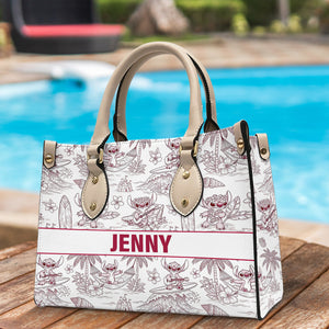 Cute Alien Monster Personalized Gifts For Movie Fans Toile De Jouy Style Leather Bag 03natn070725