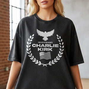 Charlie Kirk Memorial Washed T-Shirt, Patriotic Eagle Tribute 03acqn110925