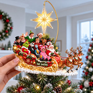 Fantastical Ride In Santa's Sleigh Tree Topper - Personalized Christmas Gifts 06ohdt191026
