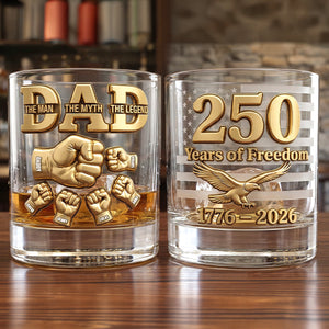 USA 250th Anniversary Round Glass - Personalized Gifts For Dad 04natn030326