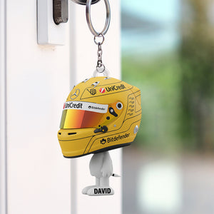 Auto Racing Helmet Personalized Holiday Gifts For Racing Fans Keychain 03natn280725