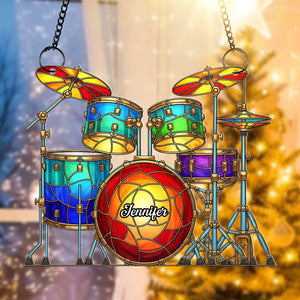 Colorful Drum Kit Suncatcher Ornament – Personalized Christmas Gifts For Drum Kit Lovers 02pgqn290725