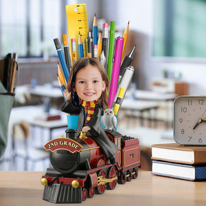 Joyful Train Ride Wooden Pen Holder Custom Photo Gifts For Kids 02NADT250725