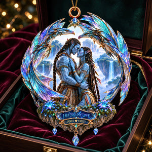 Blue Alien Couple Christmas Ornament - Personalized Gift For Christmas 06HADT300926