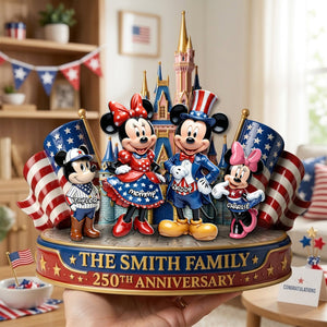 Cute Characters Celebrated America 250th Anniversary Acrylic Plaque - Personalized Gifts For Family 04tylu200326