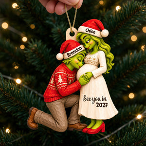 Furry Naughty Couple Pregnancy Announcement Baby Bump Ornament - Personalized Christmas Gifts For Couples 01tydt201026
