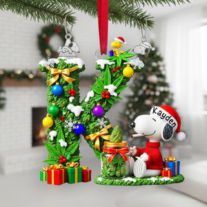 Stoner Puppy Alphabet Ornament - Personalized Christmas Gifts For Stoners 01TOLU110925