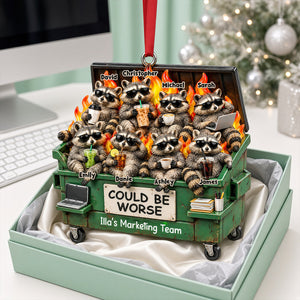 Raccoon Dumpster Fire Nonchalant Ornament - Personalized Gifts For Coworkers 02qhdt201026