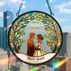 Newlywed Couple Stained Glass - Personalized Gifts For Couple 01PGLU160825