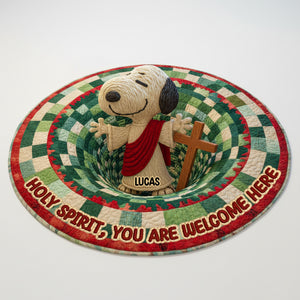 Holy Spirit You're Welcome Here Personalized Gifts For Christian Quilted Round Mat 01natn161025