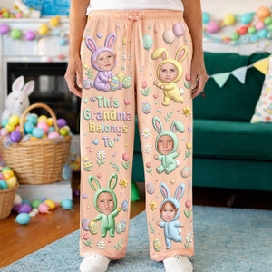 Cute Bunny Grandkids Pajama Pants - Custom Photo Gifts For Grandma 04nalu100326