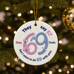 Personalized Gifts For Couple Christmas Round Ceramic Ornament 01humg191125