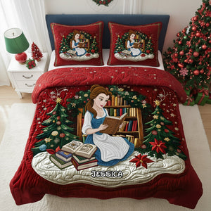 Holiday Reading Nook Quilt Set Special Line - Personalized Christmas Gift For Book Lovers 04NALU080925