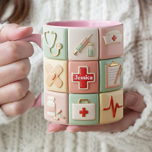 Medical Patchwork Accent Mug - Personalized Gifts For Nurses 01TOLU281025