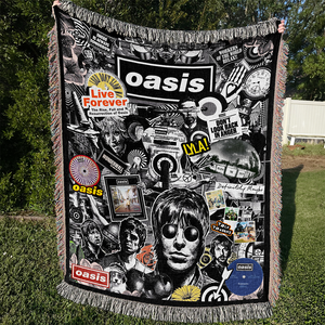 The Oasis Band Vintage Woven Blanket - Personalized Gifts For Music Lovers 03HUDH241026
