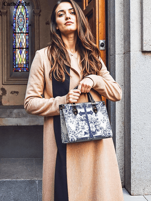 Catholight The Cross Amidst Blooming Faith Leather Bag