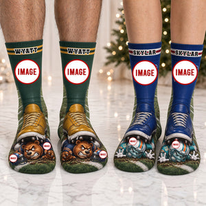 Defeated Under My Feet Socks - Personalized Gifts For Sport Lovers 04qhdt240926