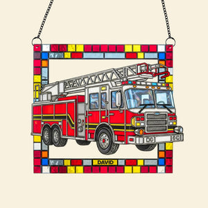 Firetruck Window Hanging Suncatcher Ornament Personalized Gifts For Firefighters 02ohtn060825