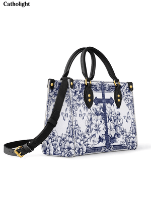 Catholight The Cross Amidst Blooming Faith Leather Bag