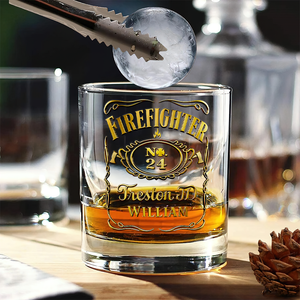 Firefighter Label Whiskey Glass - Personalized Gifts For Firefighter (Retiree & On Duty) 03QHLU070825