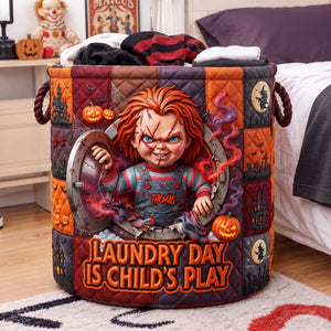 Creepy Doll Quilted Laundry Basket - Personalized Gifts For Halloween 06tylu050826