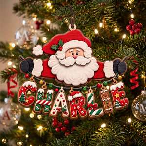 Festive Santa Name Art Ornament - Personalized Christmas Gift 04qhtn110926
