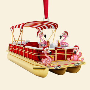Flamingo Pontoon Christmas Acrylic Ornament Personalized Gifts For Family 02ohtn180825