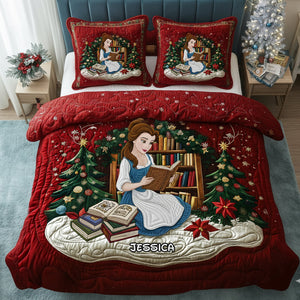 Holiday Reading Nook Quilt Set Special Line - Personalized Christmas Gift For Book Lovers 04NALU080925