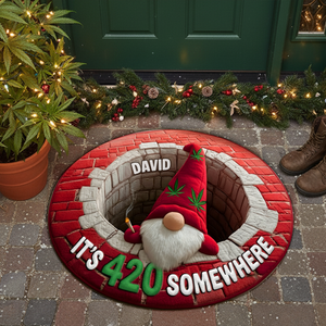 Chill Gnome Weed Round Mat - Personalized Christmas Gifts For Stoners 04TOLU220925