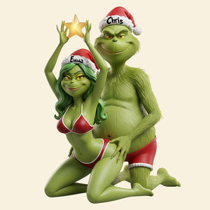 Naughty Couple Acrylic Christmas Tree Topper - Personalized Gifts For Couple 04ohta171125