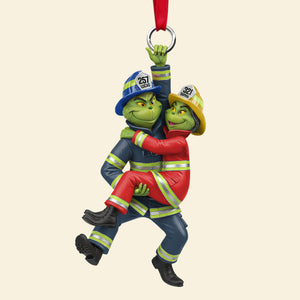 Playful Firefighter Couple Hanging Ornament, Personalized Gift For Firefighter Couple 03qhtn031025