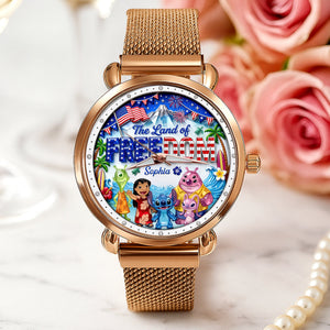 The Land Of Freedom Mesh Strap Quartz Watch - Personalized Anniversary Gift 01PAQN060626