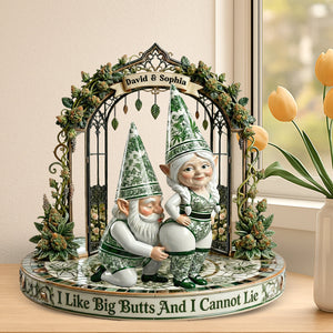 Funny Gnome Couple Acrylic Plaque - Personalized Gifts For Couple Plaque 04TGQN240126