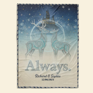 Fantasy Deer Lovers Blanket – Personalized Gifts For Couple 03toqn221025