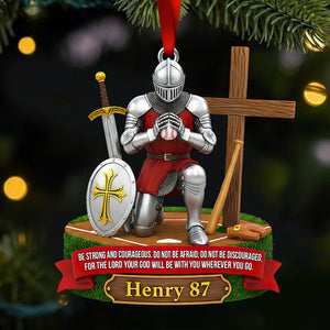 Faith, Strength & Game – Personalized Knight Baseball Ornament 03HUDT111025