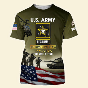 Military 3D Shirt – Personalized 250th Anniversary Gift for Soldiers 03naqn030725