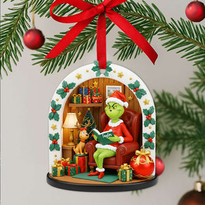 Grumpy Green Reader Ornament - Personalized Christmas Gifts For Book Lovers 04PGLU120825