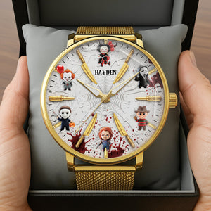 Cute Horror Characters Mesh Straps Watch - Personalized Gifts For Horror Movie Fans 03QHLU170725