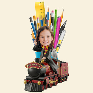Joyful Train Ride Wooden Pen Holder Custom Photo Gifts For Kids 02NADT250725