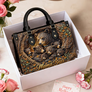Strong Mama Bear Leather Bag - Personalized Gift For Mom 02HULU070226