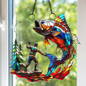 Fishing Scene Suncatcher Ornament - Personalized Gifts For Fishing Lovers 01tgqn020825
