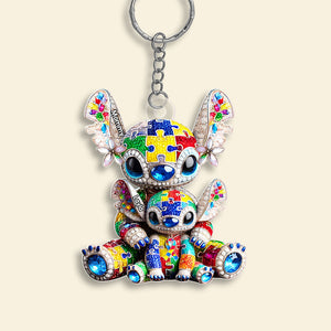 Personalized Gift For Autism Mom Acrylic Keychain Mama Holding Her Little One-Homacus