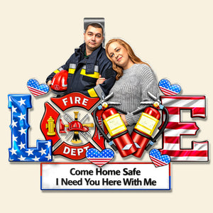 Firefighter Couple Car Visor Clip - Personalized Custom Photo Gift For Couples 04HUQN290126